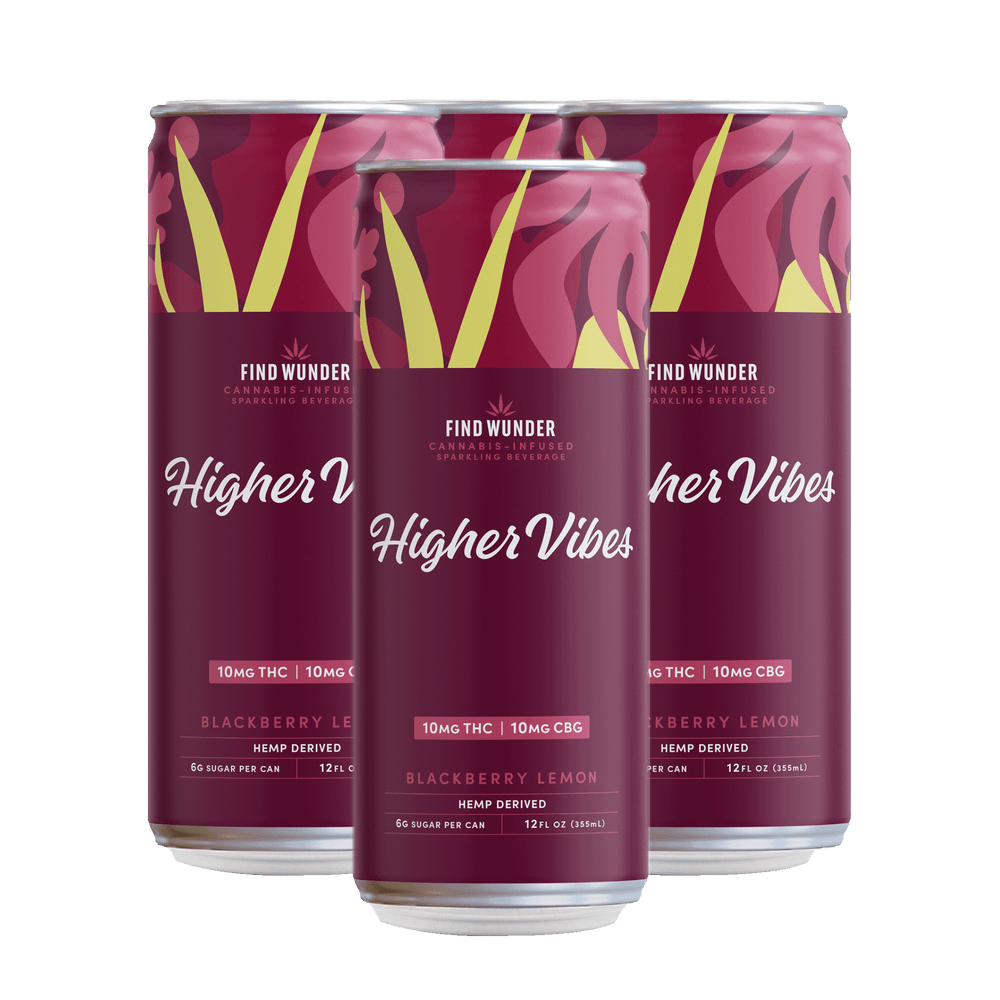 Wunder Higher Vibes Blackberry Lemon THC Seltzer 10mg - Smokeless - Vape THC CBD