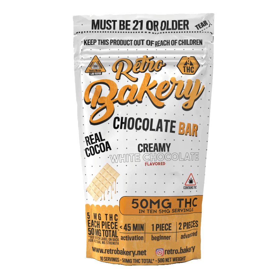 Retro Bakery THC White Chocolate Bar 50mg - Smokeless - Vape THC CBD