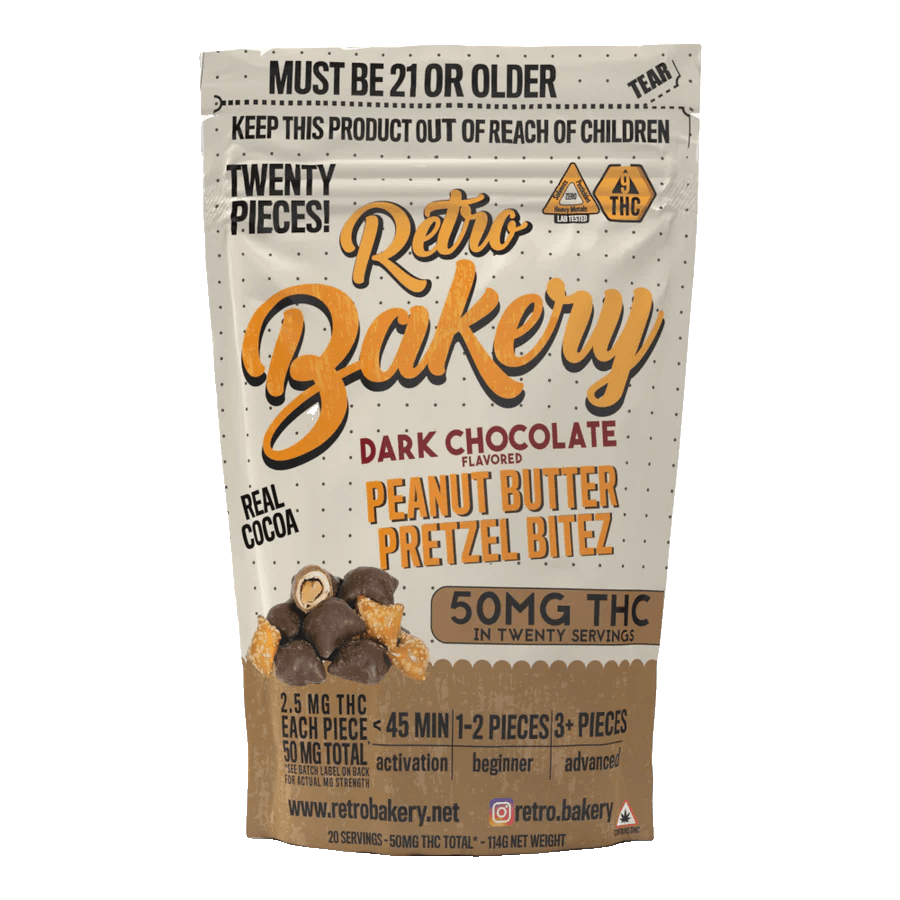 Retro Bakery Dark Chocolate Peanut Butter Pretzel Bites 50mg - Smokeless - Vape and CBD