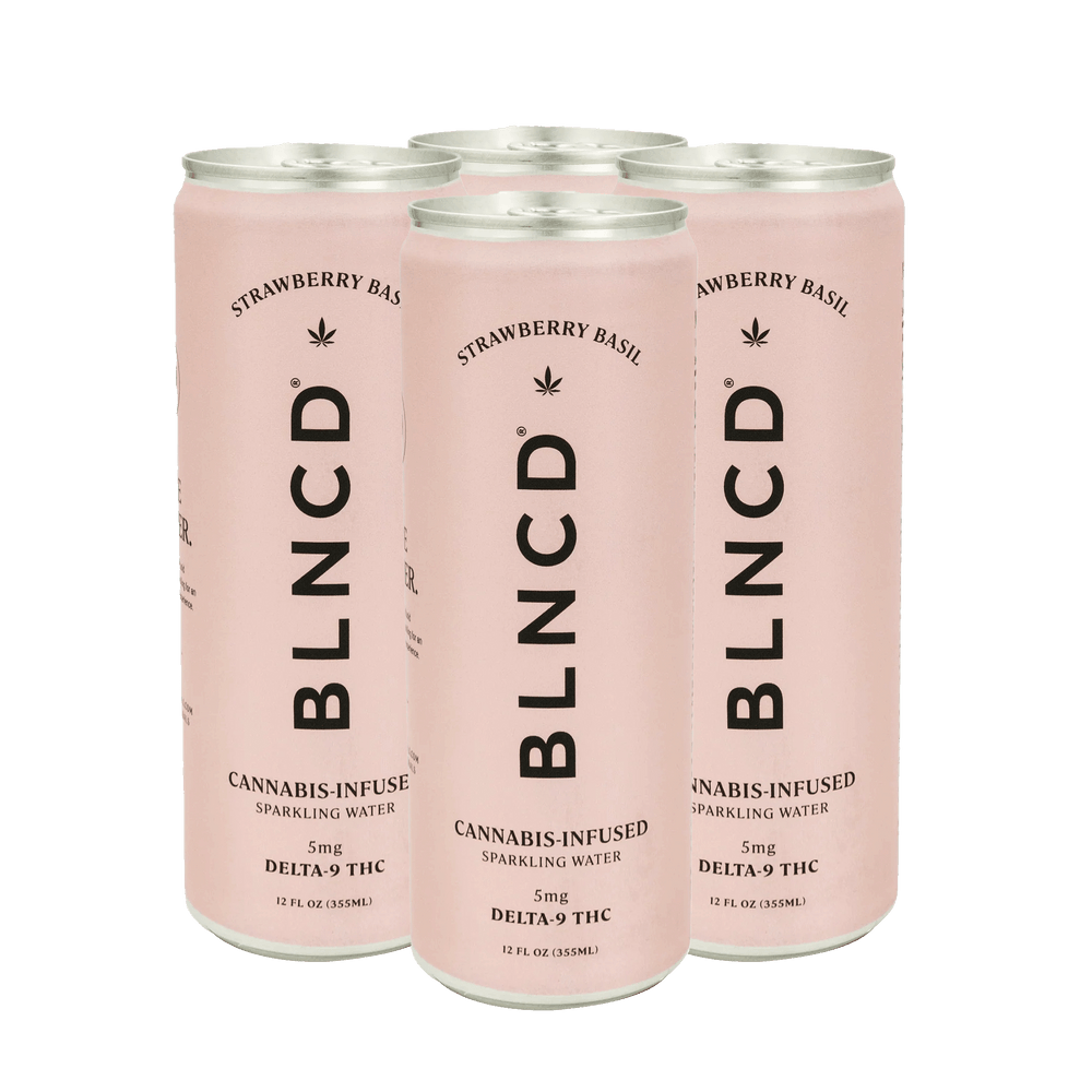 BLNCD Delta 9 THC Sparkling Water - Strawberry Basil - Smokeless - Vape THC CBD