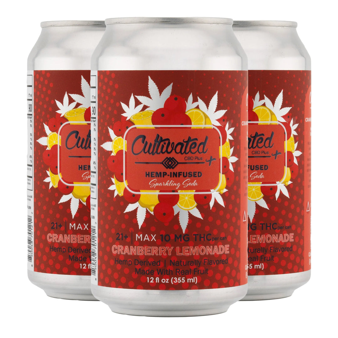 Cultivated THC Sparkling Sodas - Cranberry Lemonade 10mg - Smokeless - Vape THC CBD