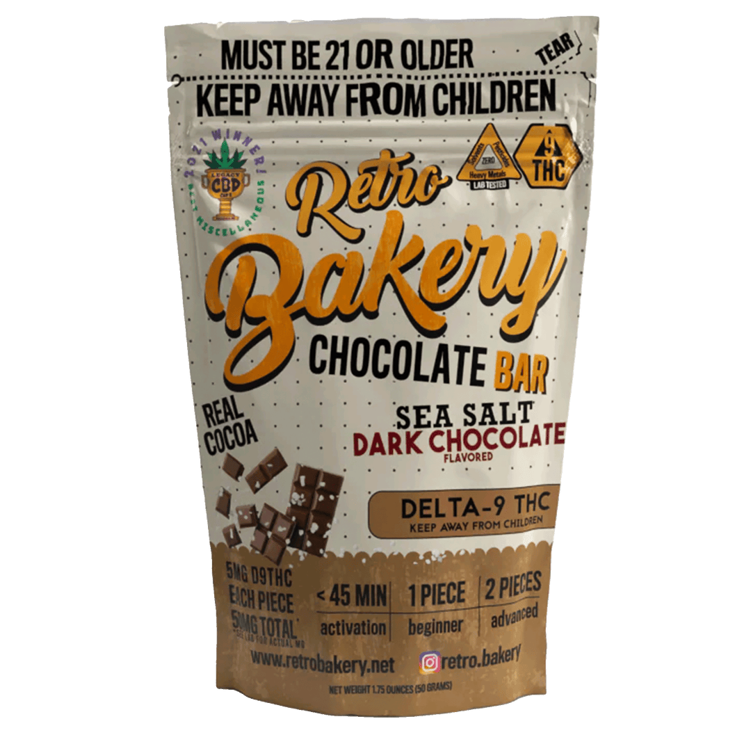 Retro Bakery Sea Salt Dark Chocolate Bar 50mg Smokeless - Vape THC CBD Retro Bakery Sea Salt Dark Chocolate Bar 50mg Smokeless - Vape THC CBD