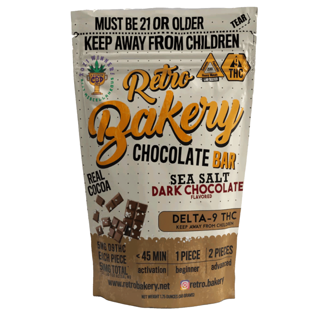 Retro Bakery Sea Salt Dark Chocolate Bar 50mg - Smokeless - Vape THC CBD