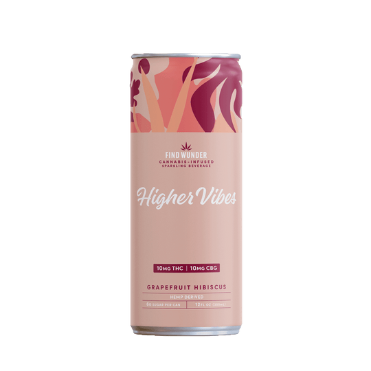 Wunder Higher Vibes Grapefruit Hibiscus THC Seltzer 10mg - Smokeless - Vape THC CBD