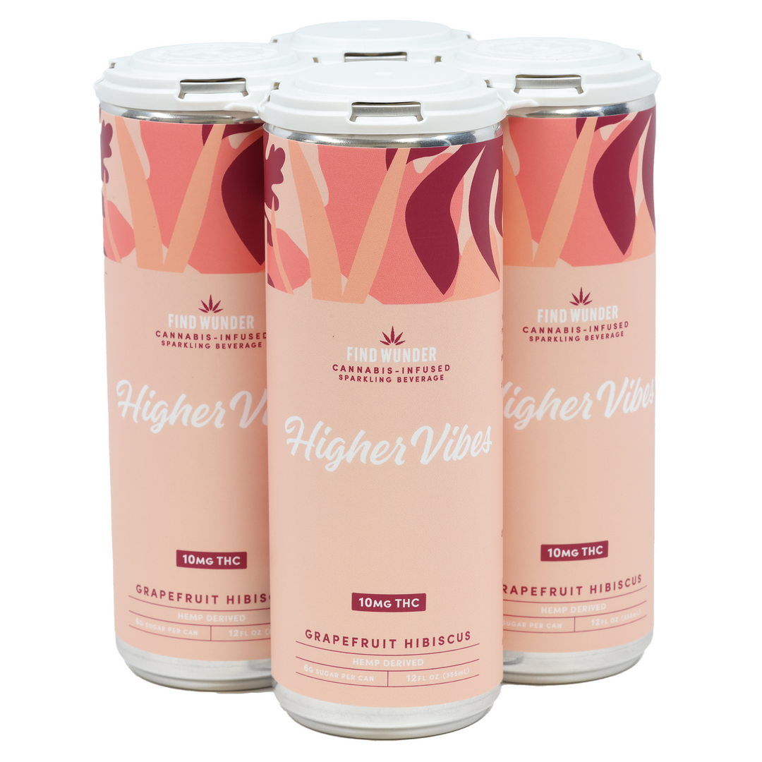 Wunder Higher Vibes Grapefruit Hibiscus THC Seltzer 10mg - Smokeless - Vape and CBD