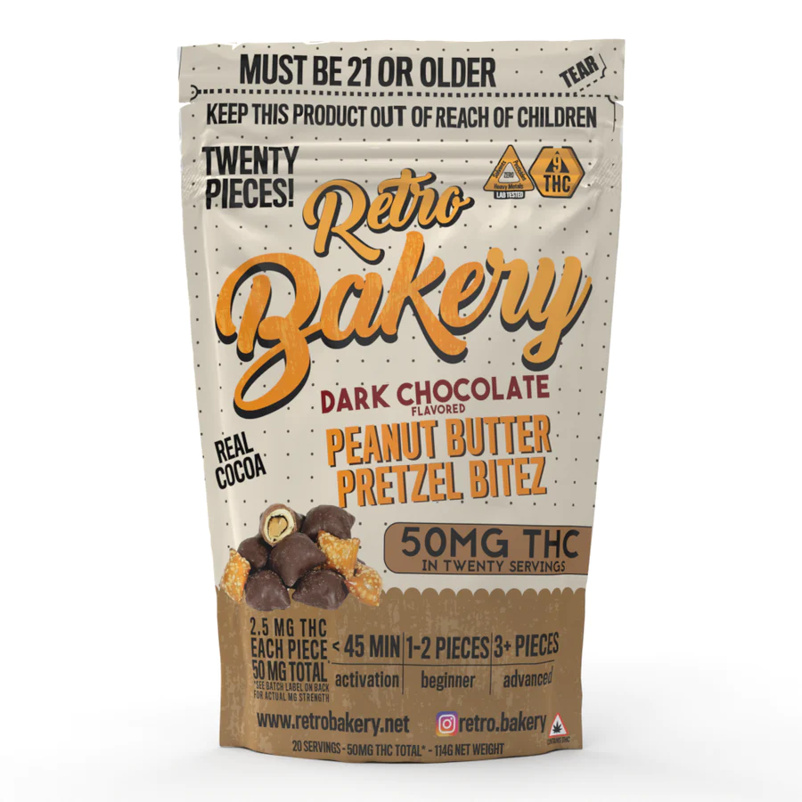 Retro Bakery Dark Chocolate Peanut Butter Pretzel Bites 50mg - Smokeless - Vape and CBD