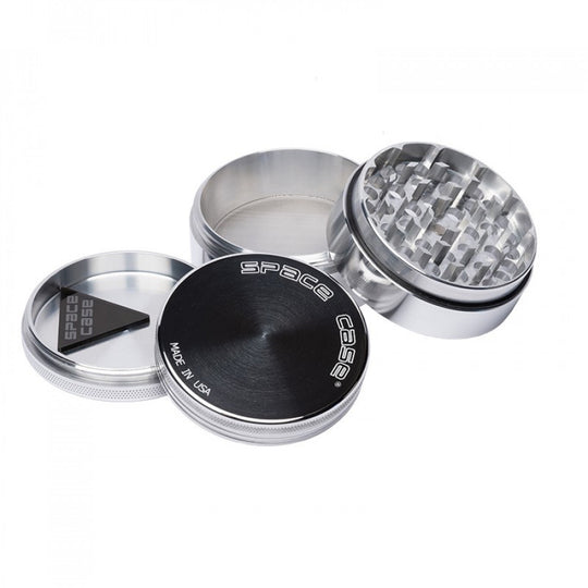 Space Case 2.5" 4-Piece Grinder - Silver - Smokeless - Vape and CBD