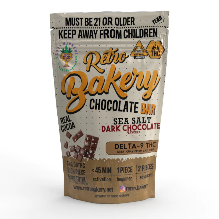 Retro Bakery Sea Salt Dark Chocolate Bar 50mg - Smokeless - Vape and CBD