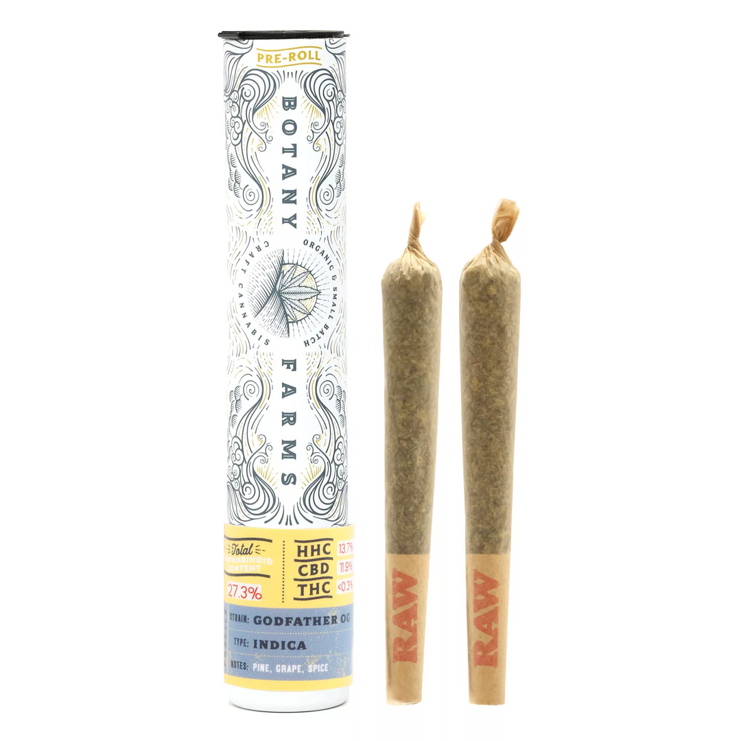 Botany Farms HHC Pre-Rolls - Godfather OG - Smokeless - Vape and CBD