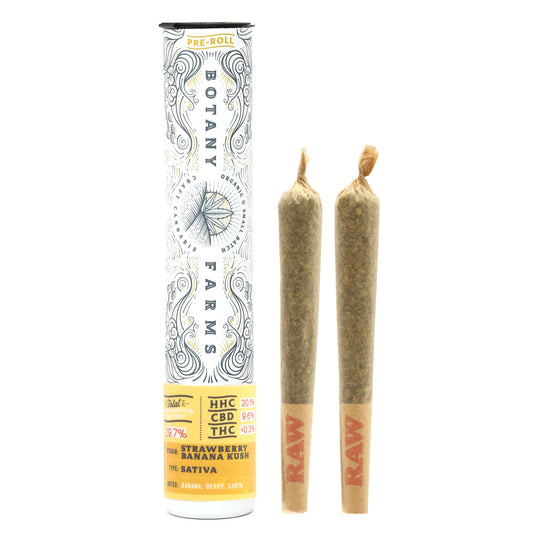 Botany Farms HHC Pre-Rolls - Strawberry Banana Kush - Smokeless - Vape and CBD